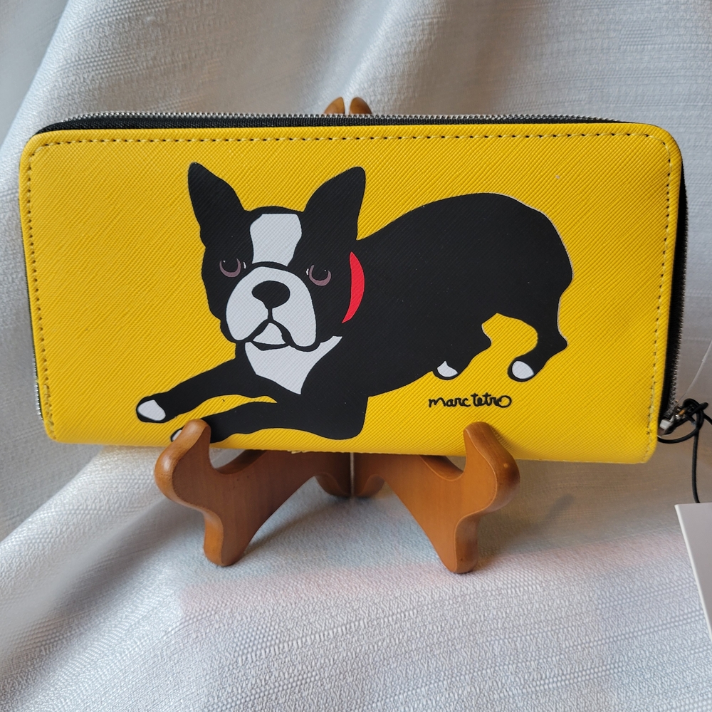 Marc Tetro Yellow Boston Terrier Wallet NIB
